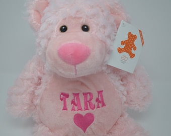 Monogrammed Pink Bear: Personalized Embroidered Stuffed Animal
