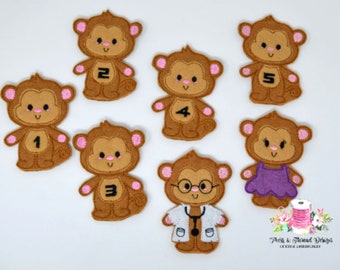 5 Little Monkeys Finger Puppets: Felt Storytime Set