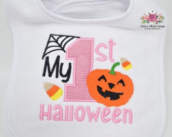 Baby's First Halloween Bib: Personalized Pumpkin Gift