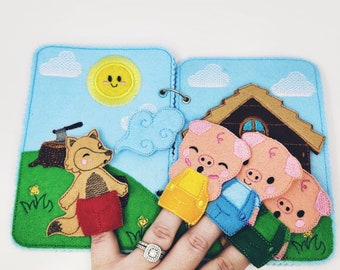 Three Little Pigs Felt Quiet Book: Finger Puppets & Props