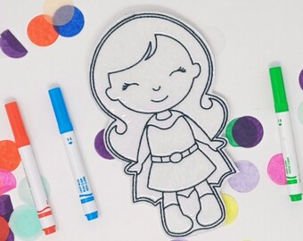Super Girl Coloring Doll | Wipeable Doll | Birthday Party Favors