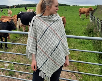 Scottish lambswool Poncho: Pink, Blue, Grey & Brown - Gift for Travelers by Uan Wool