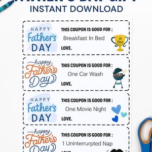 Digitaal vaderdagboek afdrukbaar – 8 unieke kortingsbonnen + 4 covers – Instant download cadeau voor papa, kindercadeau, doe-het-zelf Vaderdag