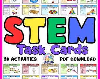 Tarjetas de actividades STEM: 20 desafíos prácticos de ciencia, tecnología, ingeniería y matemáticas para niños.