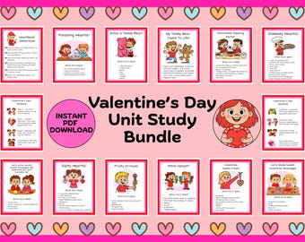 Valentine's Day Unit Study, Bundle, PDF, For Elementary Learners, Homeschool