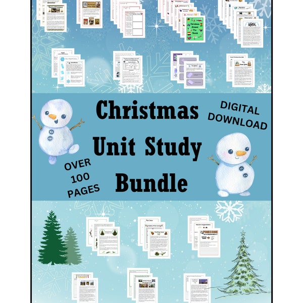 Christmas Unit Study, Winter Unit Study, Homeschool, Snowflake, December, Holiday, Gingerbread, North Pole, Pine Cone, Tree, Rockwell, Elves