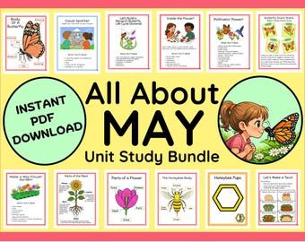 May Unit Study | Instant PDF Download | Elementary Aged Learners | Homeschool