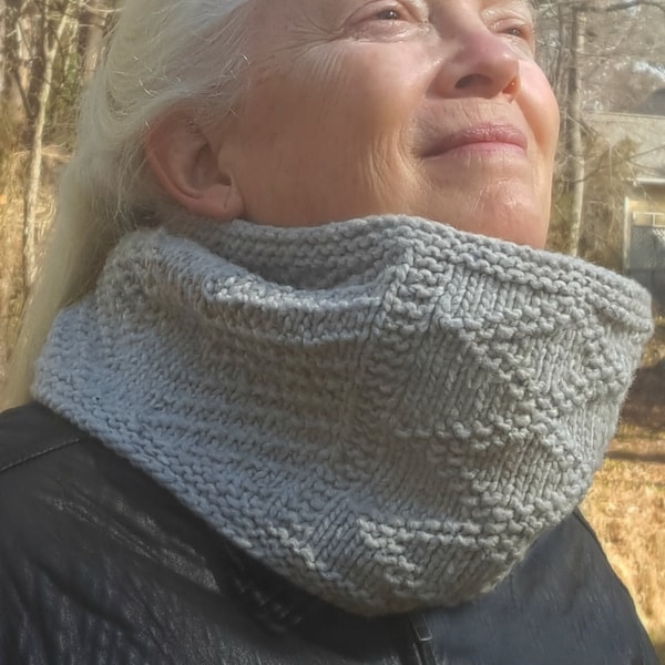 Chunky Gansey Cowl Adult Knitting Pattern PDF, Bulky Weight Scarf/ Cowl/ Neckwarmer, Quick Knit, Gansey/ Guernsey Pattern