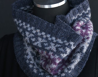 Smores Fair Isle Cowl Knitting Pattern PDF,  Adult, Stranded Colorwork, Shetland Knitting, DK Weight