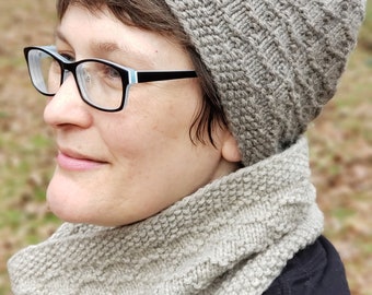 Textured Cowl and Hat Knitting Pattern 'Beach Pebbles' PDF instant download