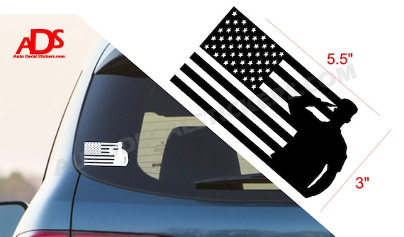 Sticker Window Decal Laptop Love, Car Thank and Support our Veterans w Flag
