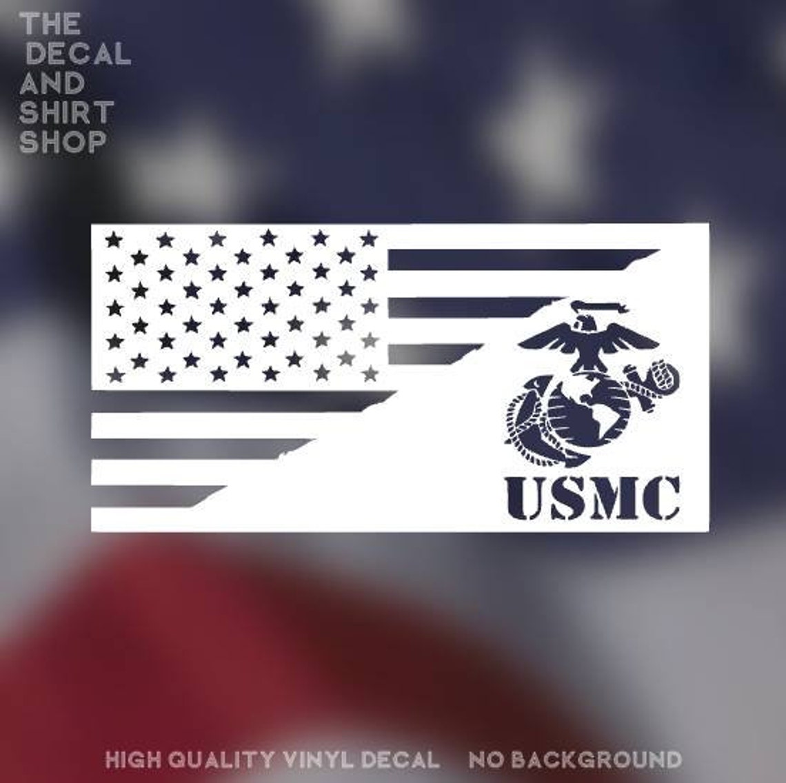USMC Vinyl Decal Marines USA American Flag Car Truck Decal Etsy
