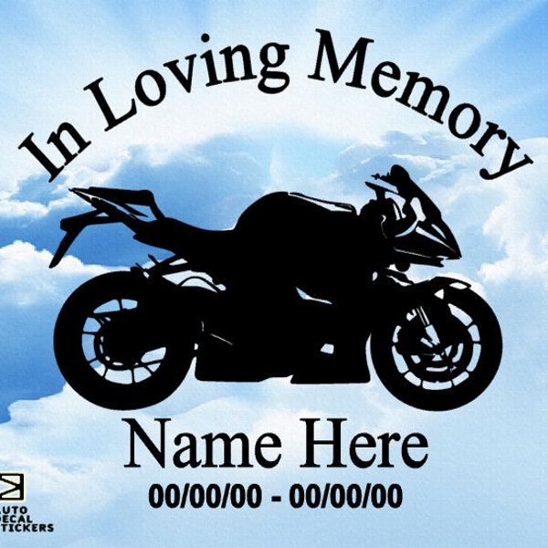 Loving Memory Of Sport Bike Motorcycle Decal Window Sticker Custom Memorial Rip Die-cut Vinyl Decal Biker Rider Memory Personalized