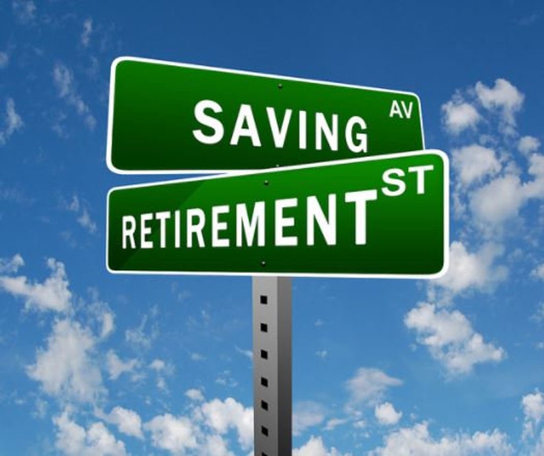 May include: Green street signs with white text. The top sign reads "Saving AV" and the bottom sign reads "Retirement ST".