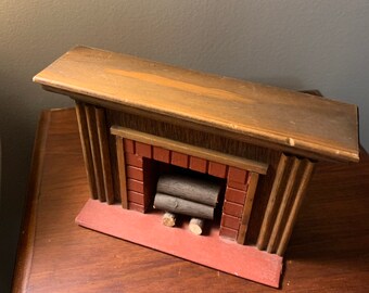 Dollhouse Miniature Fireplace Log Rack Holder with Logs Black Gold 1:12 Scale