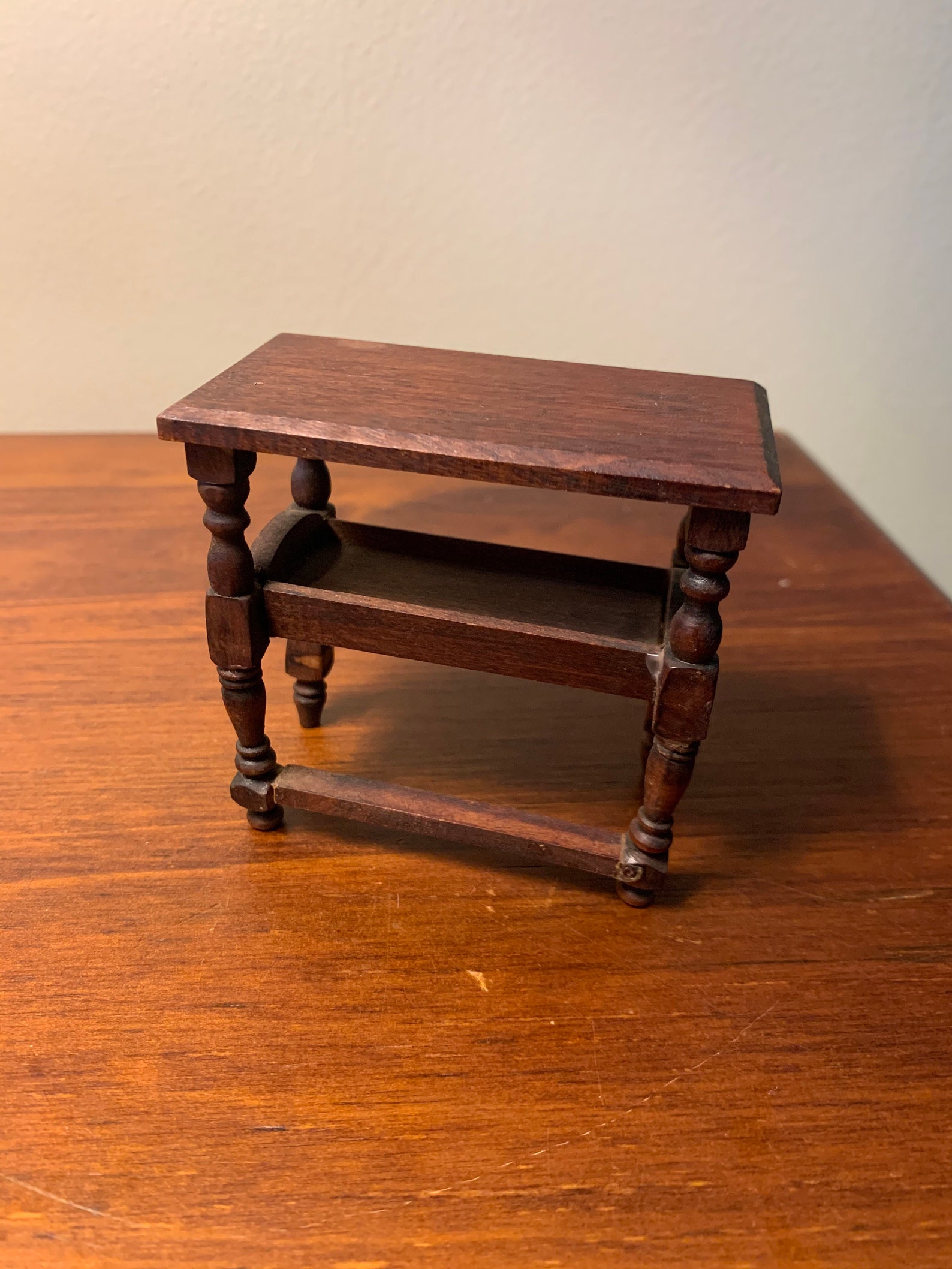 Dollhouse Miniature Artisan Vintage Walnut Table With Storage Etsy