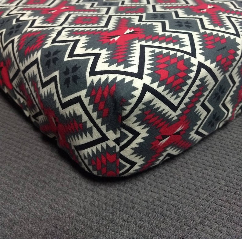 Fitted Crib Sheet Aztec Southwest Cream Red Black Pillowcases Etsy
