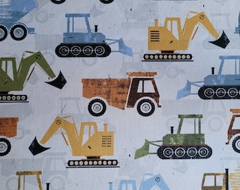 Construction Trucks Crib Sheet: Handmade Cotton Toddler Bedding