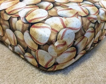 Parure De Lit Enfant Pottery Barn – 2 Taies D'oreiller Standard + 1 Drap Plat, Motif Baseball, Bio
