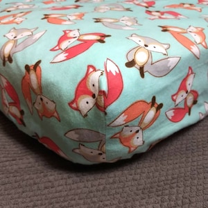 Fitted Crib Sheet Receiving Blanket Pack &#39;n Play Fitted Sheet Changing Pad Cover Smiling Fox Woodland Fabric By-The-Yard