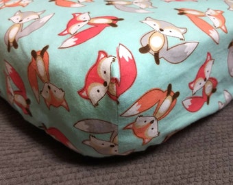 Fitted Crib Sheet Receiving Blanket Pack 'n Play Fitted Sheet Changing Pad Cover Smiling Fox Woodland Fabric By-The-Yard