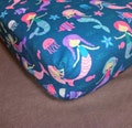 Mermaid Crib Sheet: Flannel Baby Bedding - Handmade in Ohio