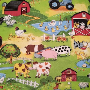 Fitted Crib Sheet Pack &#39;n Play Pillowcases Changing Pad Cover Barnyard Animals Cotton Cow Horse Duck Sheep Pig Chicken Farmer Farm Barn