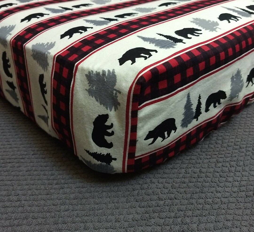 Fitted Crib Sheet Red and Black Buffalo Check Pack 'n Play Pillowcases