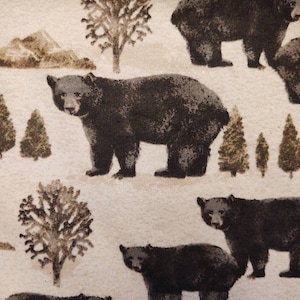 Spannbettlaken Woodland Distressed Schwarz Bär auf Creme Kissenbezügen Pack &#39;n Play Sheet Wickelauflage Cover Bear Berge Flanell