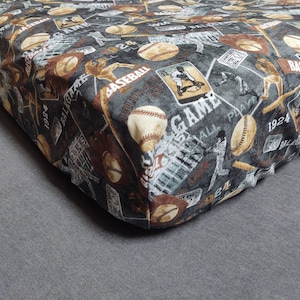 Fitted Crib Sheet Baseball Cotton Toddler or Standard Pillowcases Pack &#39;n Play Changing Pad Cover Vintage Baseball Major League Bat Mitt