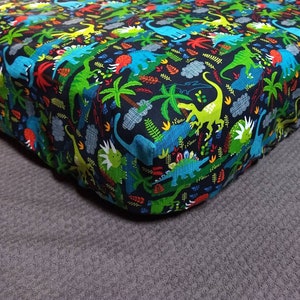 Sábana de cuna de dinosaurio: ropa de cama de algodón para bebé, funda para cambiador