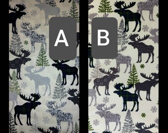 Fitted Crib Sheet Moose Cotton Or Flannel Pillowcases Changing Pad Cover Pack 'n Play Navy and Green Buffalo Check Woodland