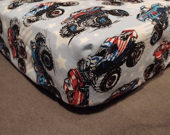 Fitted Crib Sheet Monster Truck Pillowcases Pack 'n Play Sheet Changing Pad Cover Monster Machines Premium Toddler Flannel Bedding Custom