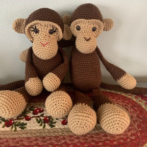 Crochet Stuffed Monkey: 17-Inch Acrylic Yarn Plush