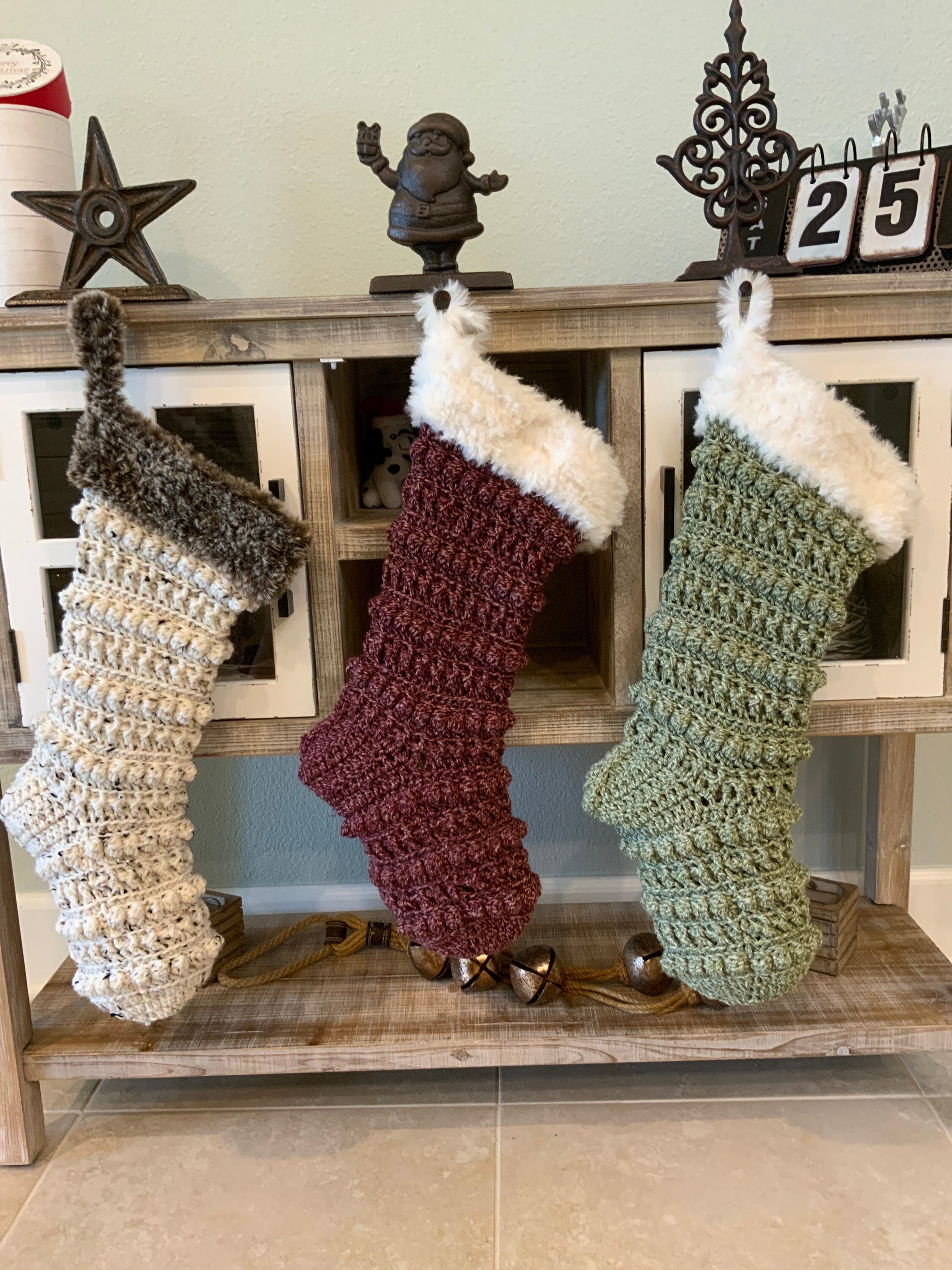 Crochet By Jennifer Christmas Stocking 2022 Farmhouse/Country Collection Crocheted Christmas Stocking. | Etsy