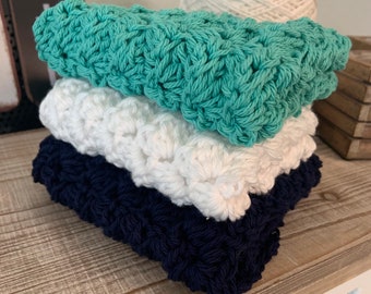 3 Crocheted “Nautical” Dish/Washcloths