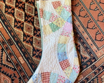 A Handmade Quilted Christmas Stocking with Velvet Backing