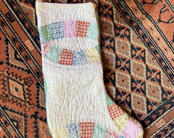 A Handmade Quilted Christmas Stocking with Velvet Backing