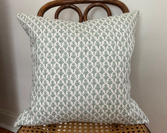 Lacefield Ponce in Eucalyptus decorative pillow cover. Designer fabric on one side or both. Designer pillow cover