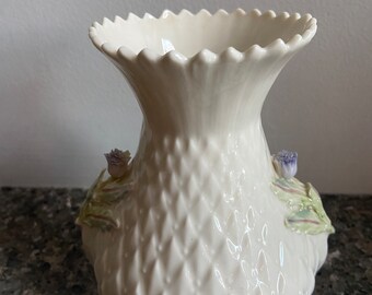 A Vintage Belleek Porcelain Thistle Vase