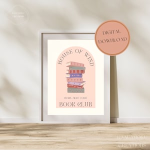 House of Wind Book Club Pink Wall Print / ACOTAR / ACOSF Bookish Wall Art PRINT Descarga digital