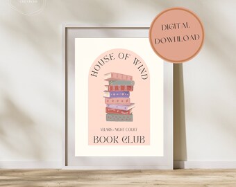 House of Wind Book Club Pink Wall Print | ACOTAR | ACOSF Bookish Wall Art PRINT Digital Download