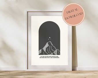 To The Stars Who Listen ACOTAR Wall Art | Bookish Wall Print Digital Instant Download | Book Lovers