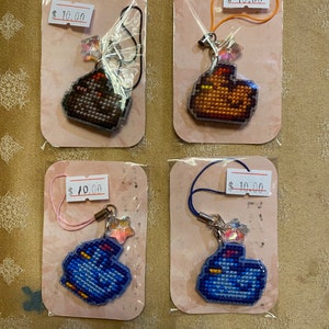 Stardew Valley Cross Stitch Chicken Keychain
