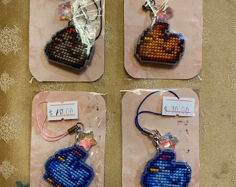 Porte-clés poulet Stardew Valley au point de croix