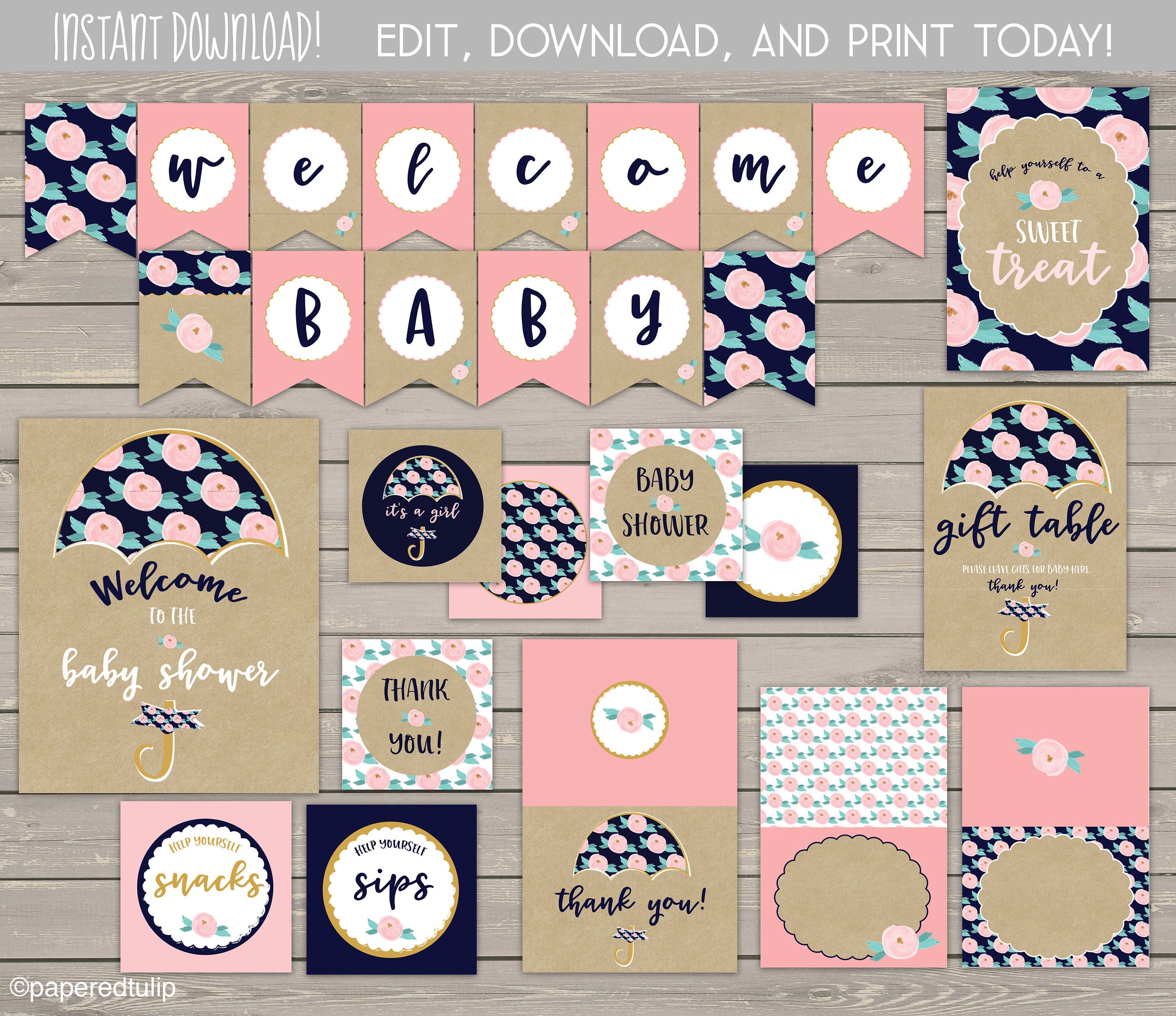 Printable Baby Girl Shower Decorations//baby Shower - Etsy