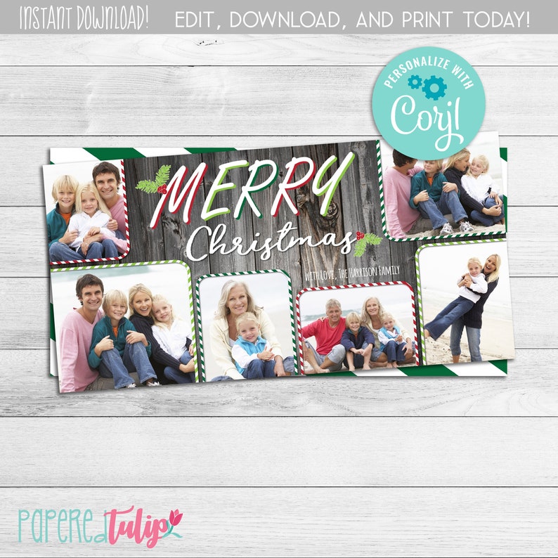 4x8 Downloadable Christmas Cards, DIY Photo Holiday Card, Instant ...