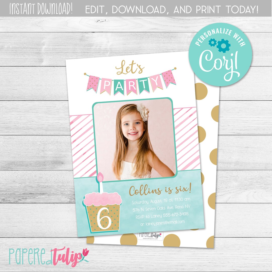 Instant Download Birthday Invitation Girl Party Printable - Etsy