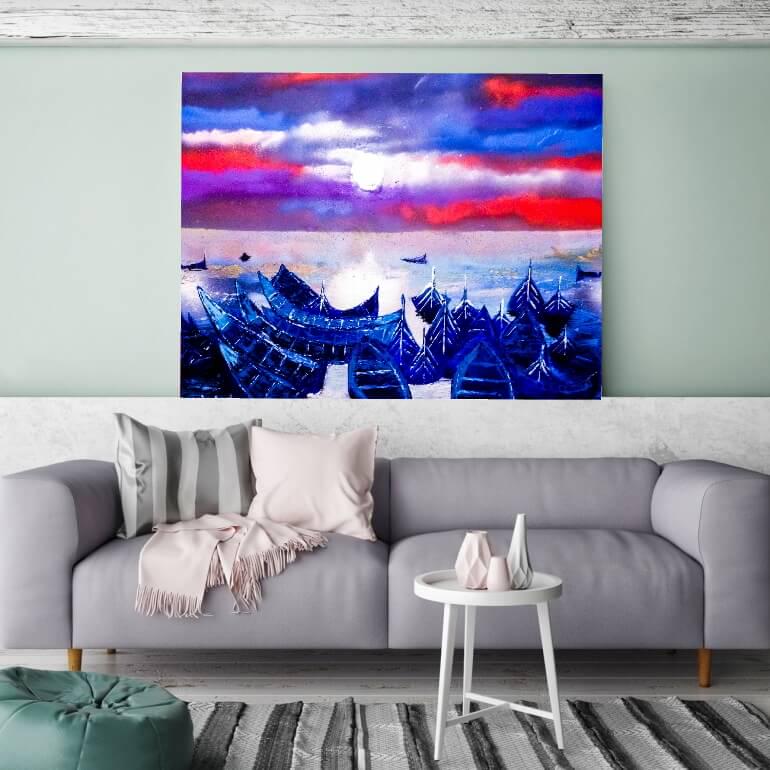 Toile Décorative Paysage Urbain Minimaliste D'Agadir (Maroc) - Impression HD 30 X 45 Cm - Décoration Murale Salon, Bureau
