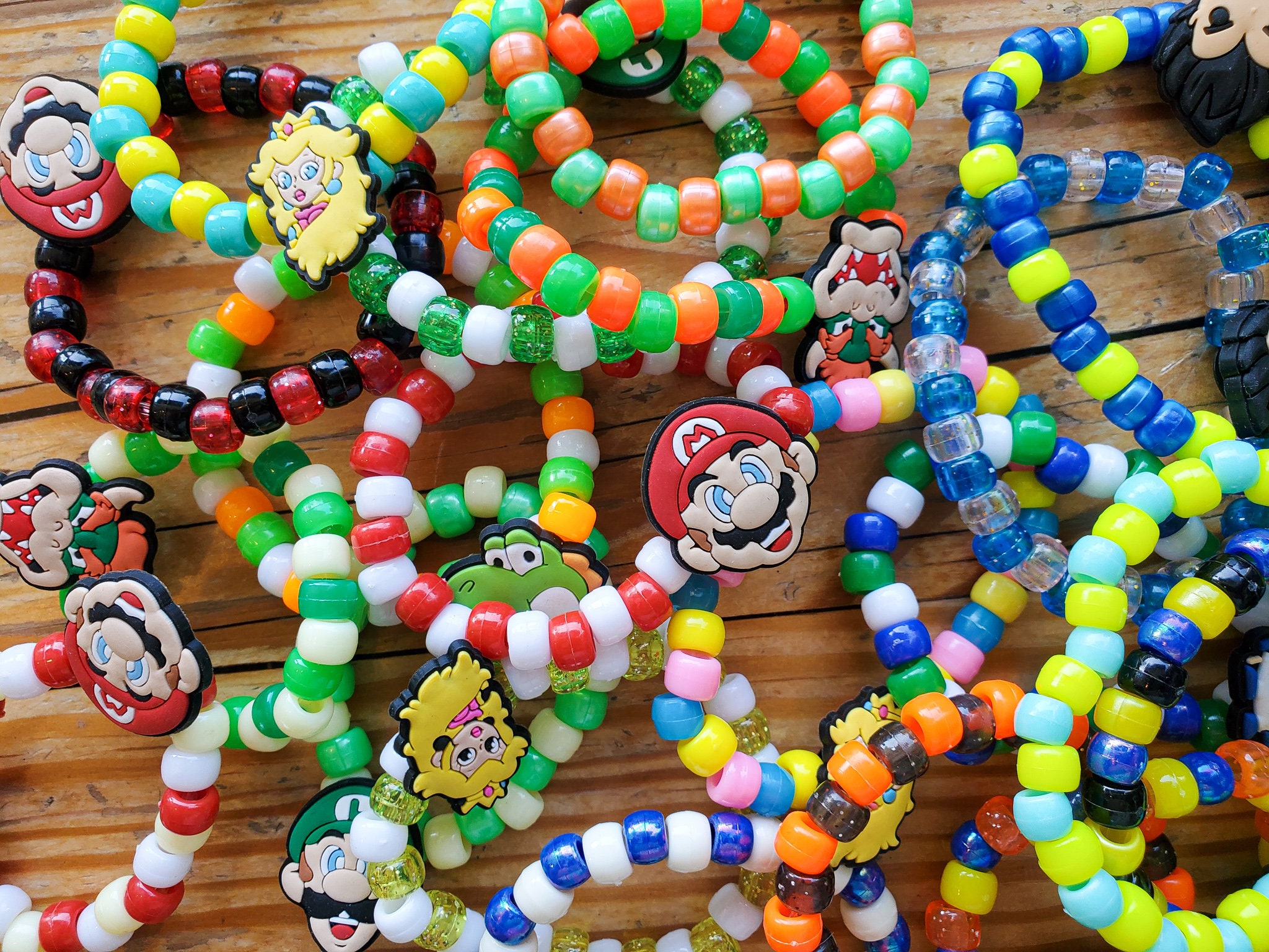 3 Mario Themed Kandi Bracelets, Perler Jewelry, Artkal, Kandi, Rave Je –  GalaxyofPixels